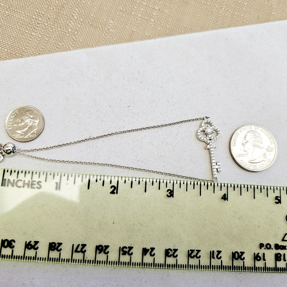 925 Silver Key Bracelet with CZs Bolo Adjustable Like New Without Tags - Picture 14 of 14